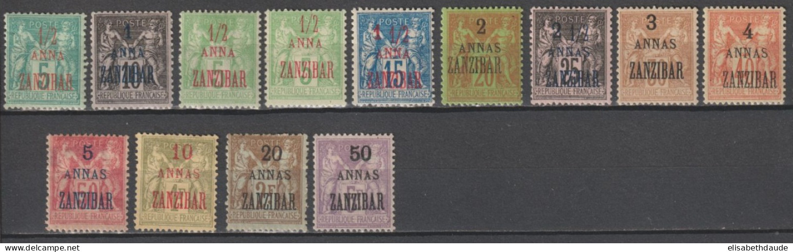 ZANZIBAR - 1897 - TYPE SAGE - YVERT N° 17/31 Sauf 28 * MH  (N° 27 DEFECTUEUX) - COTE = 535 EUR. - Unused Stamps