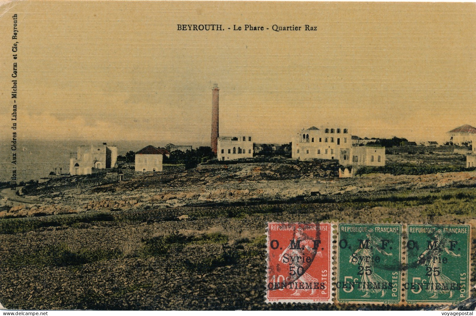 BFE CARTE BEYROUTH SEMEUSE OMF STEGE DANEMARK CARD SYRIA LEBANON LE PHARE - Storia Postale