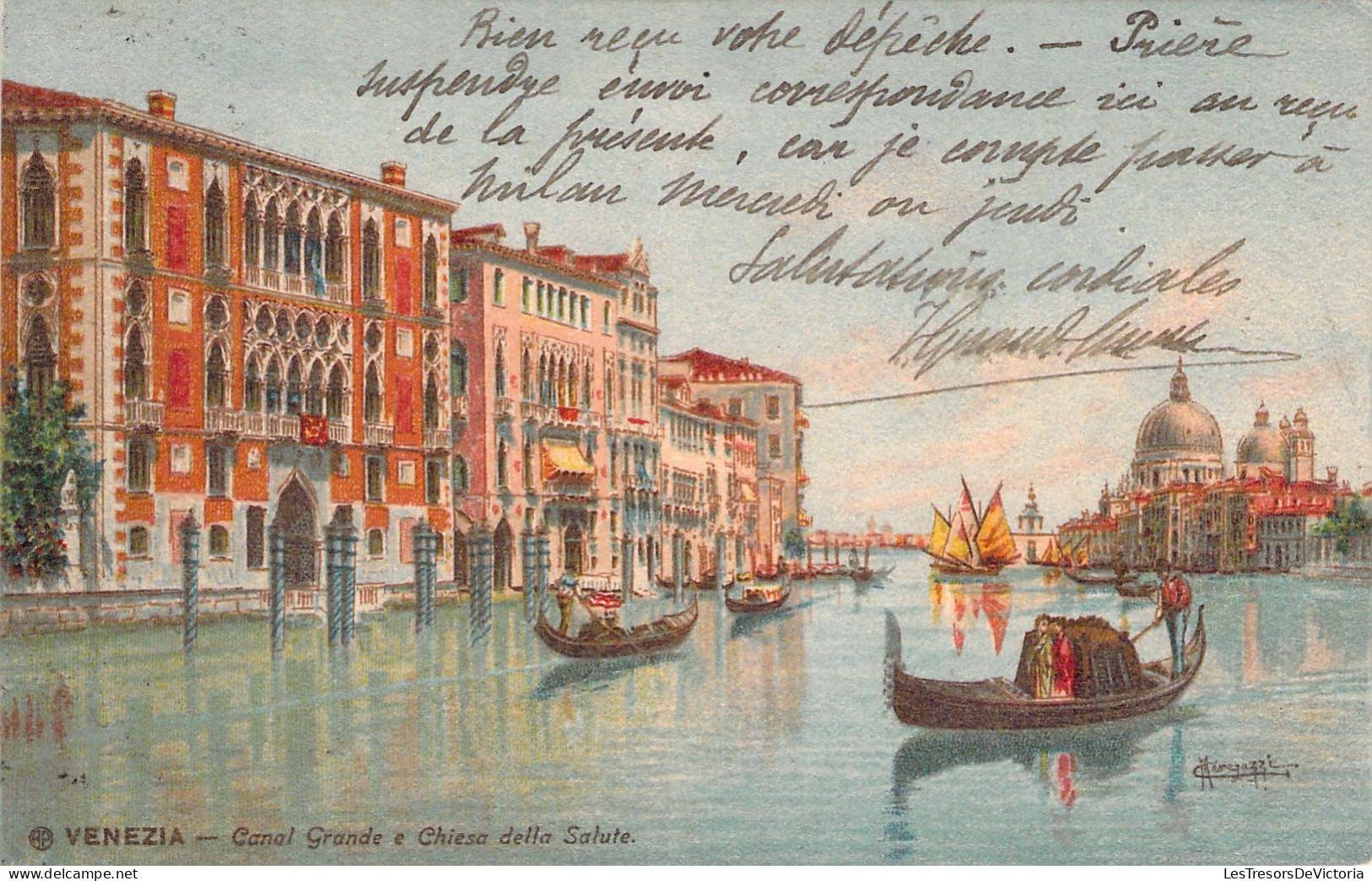 ITALIE - VENEZIA - Canal Grande E Chiesa Della Salute - Illustration - Carte Postale Ancienne - Autres & Non Classés