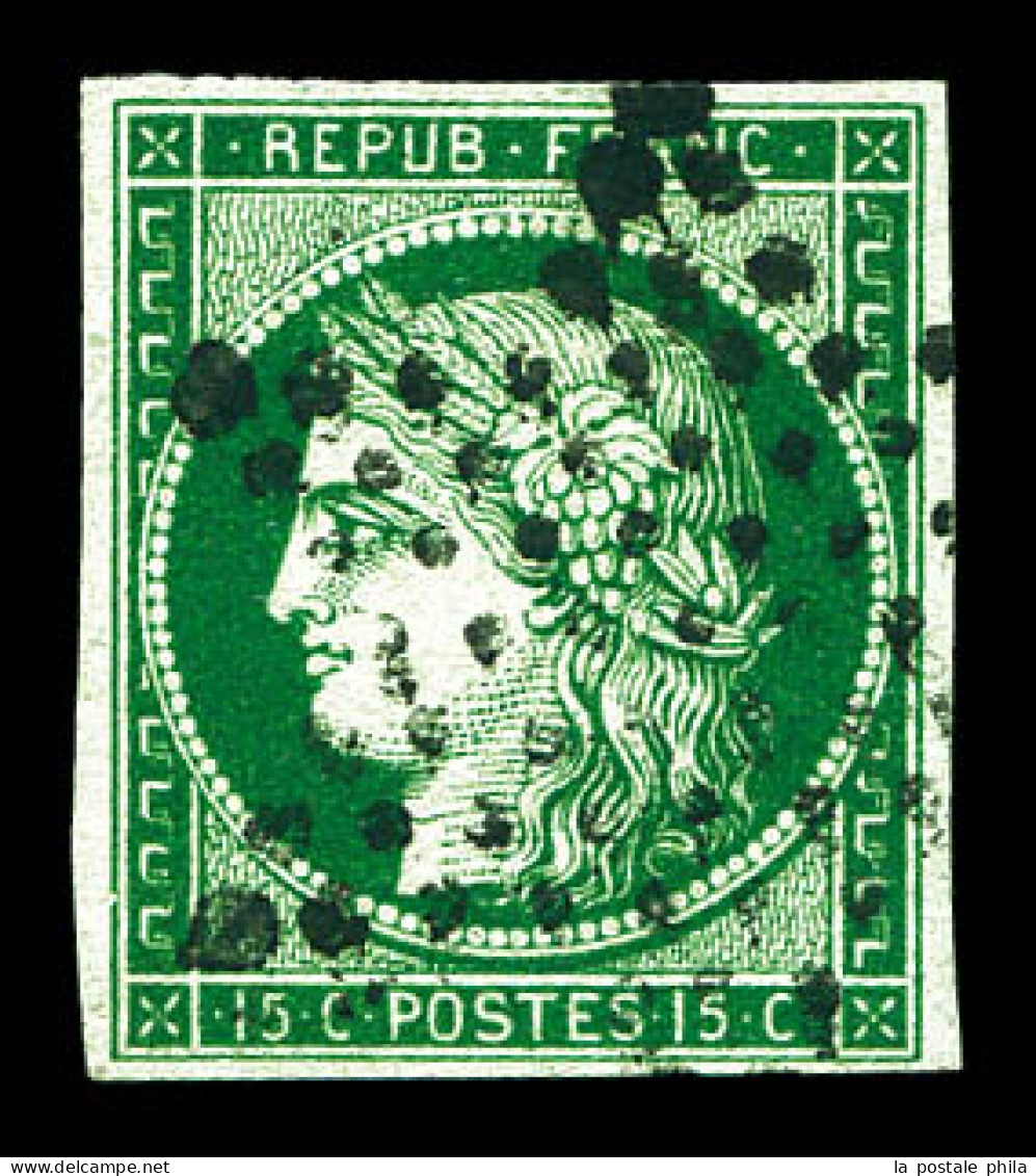 N°2b, 15c Vert-foncé, Très Jolie Nuance. TTB (signé Scheller/certificats)  Qualité: O  Cote: 1350 Euros - 1849-1850 Ceres