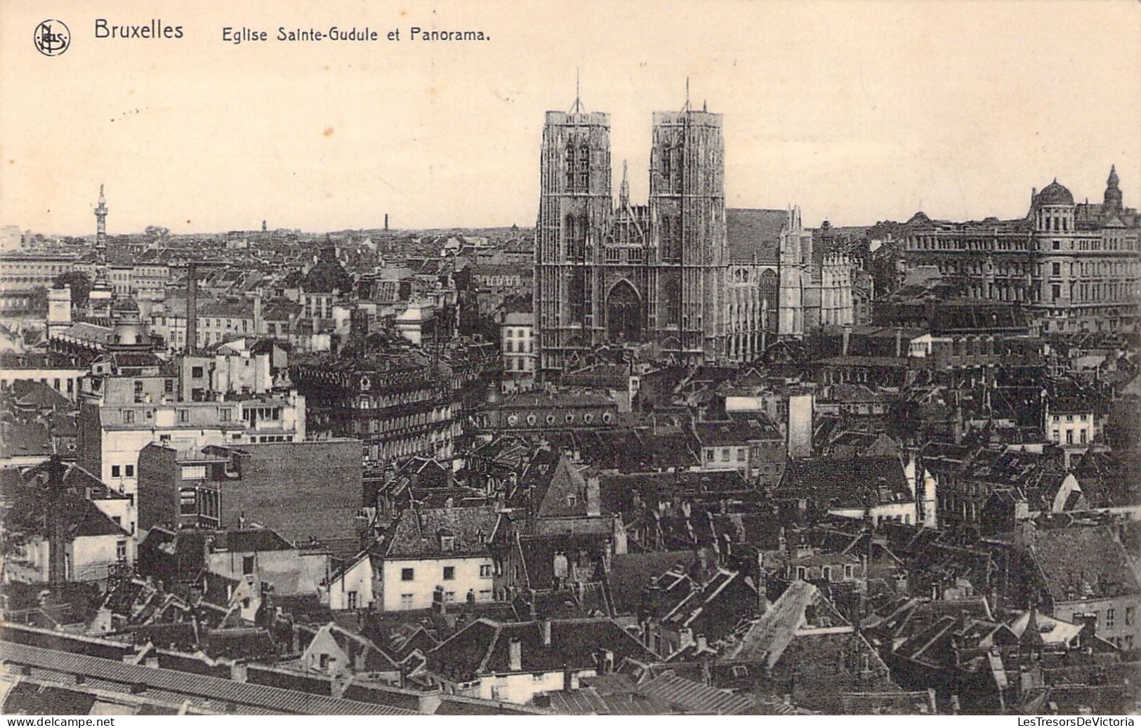 BELGIQUE - Bruxelles - Eglise Sainte Gudule Et Panorama - Carte Postale Ancienne - Otros & Sin Clasificación
