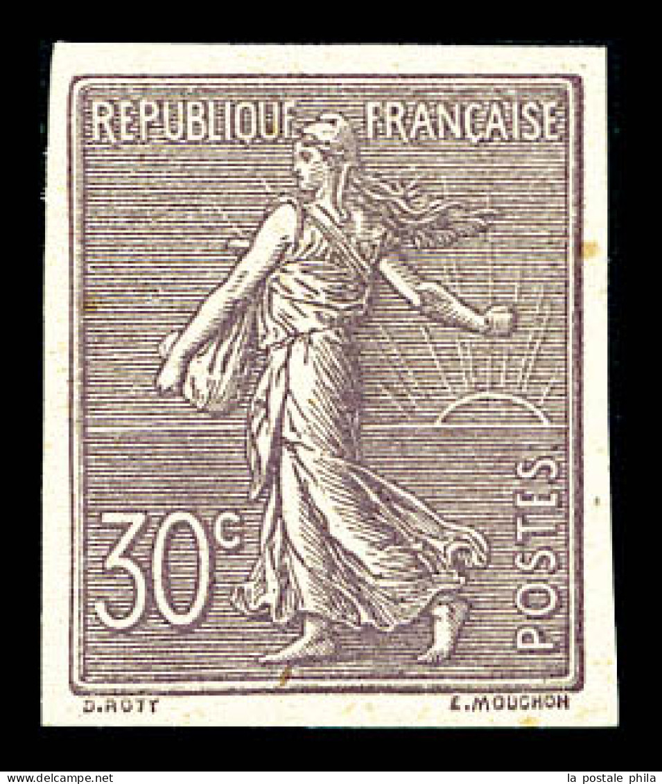 N°133c, Semeuse 30c Lilas NON DENTELE , TB (certificat)  Qualité: (*)  Cote: 325 Euros - 1872-1920