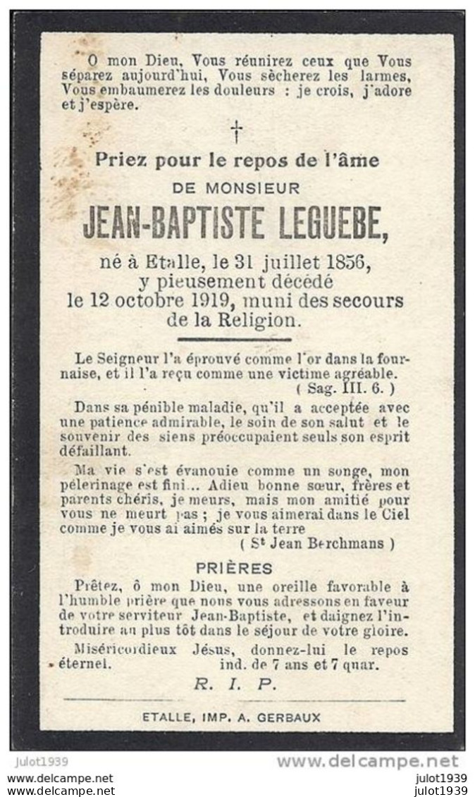 ETALLE ..--  Mr Jean - Baptiste LEGUEBE . Né En 1856 , Décédé En 1919 .  Usure !! - Etalle