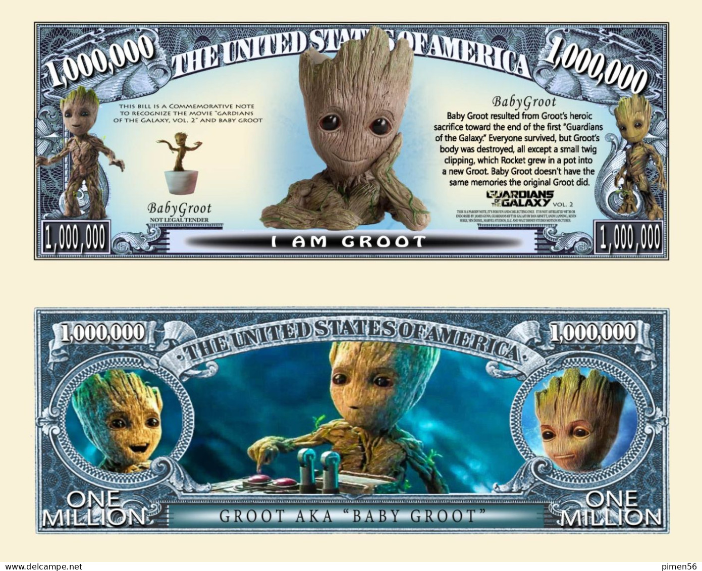 USA - FANTASY NOTE - BABY  GROOT , GUARDIANS  OF  THE  GALAXY , VOL. 2 - UNC / SERIES  MOVIES - Autres & Non Classés