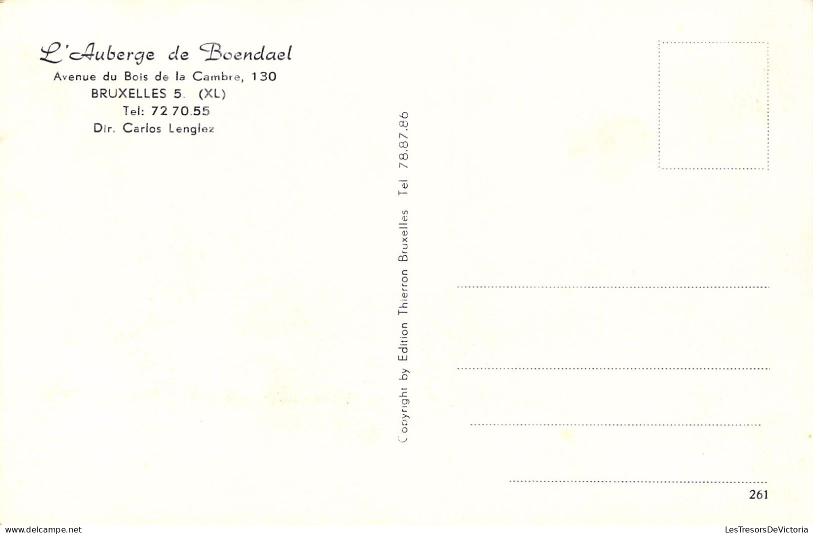 BELGIQUE - Bruxelles - L'Auberge De Boendal - Avenue Du Bois De La Cambre 130 - Carte Postale Ancienne - Andere & Zonder Classificatie