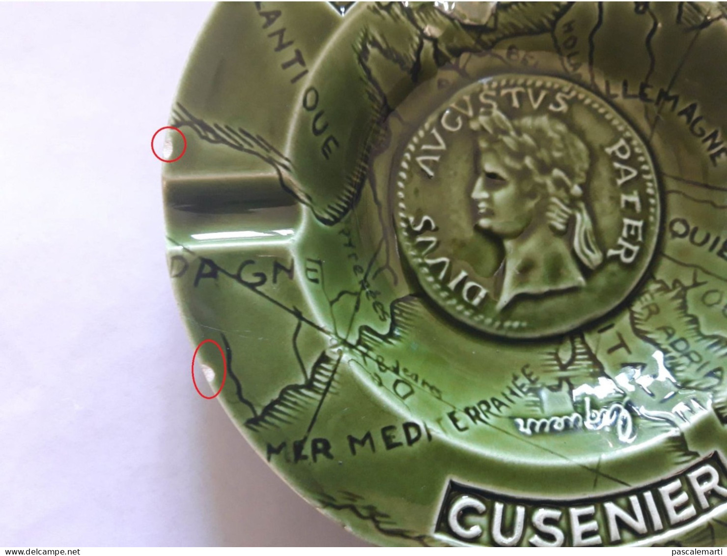 J. Roussillon Ancien Cendrier faïence "Attik Cusenier" - Diamètre 15 cm – Vintage, Collector