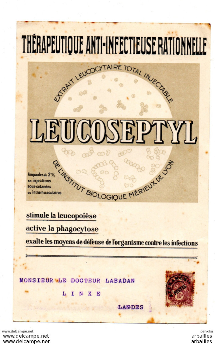 Préoblitéré Sur Carton Illustré. Leucoseptyl Pour Linxe.Illust: Paddocks Institut Merieux A Lyon. - Sonstige & Ohne Zuordnung