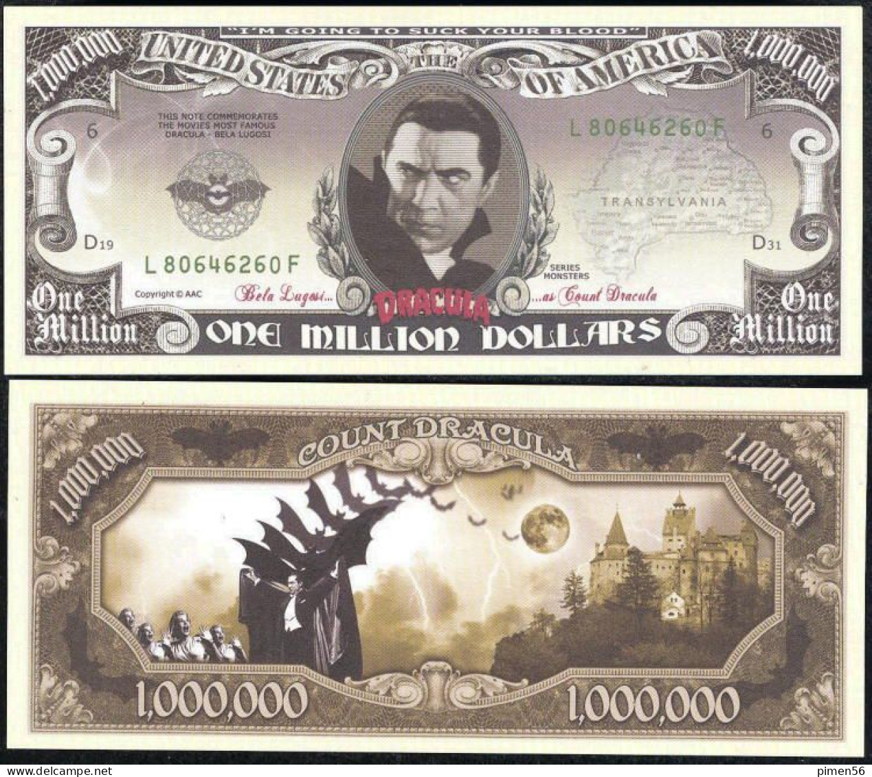 USA - FANTASY NOTE - DRACULA - UNC / SERIES  MOVIES - Other & Unclassified