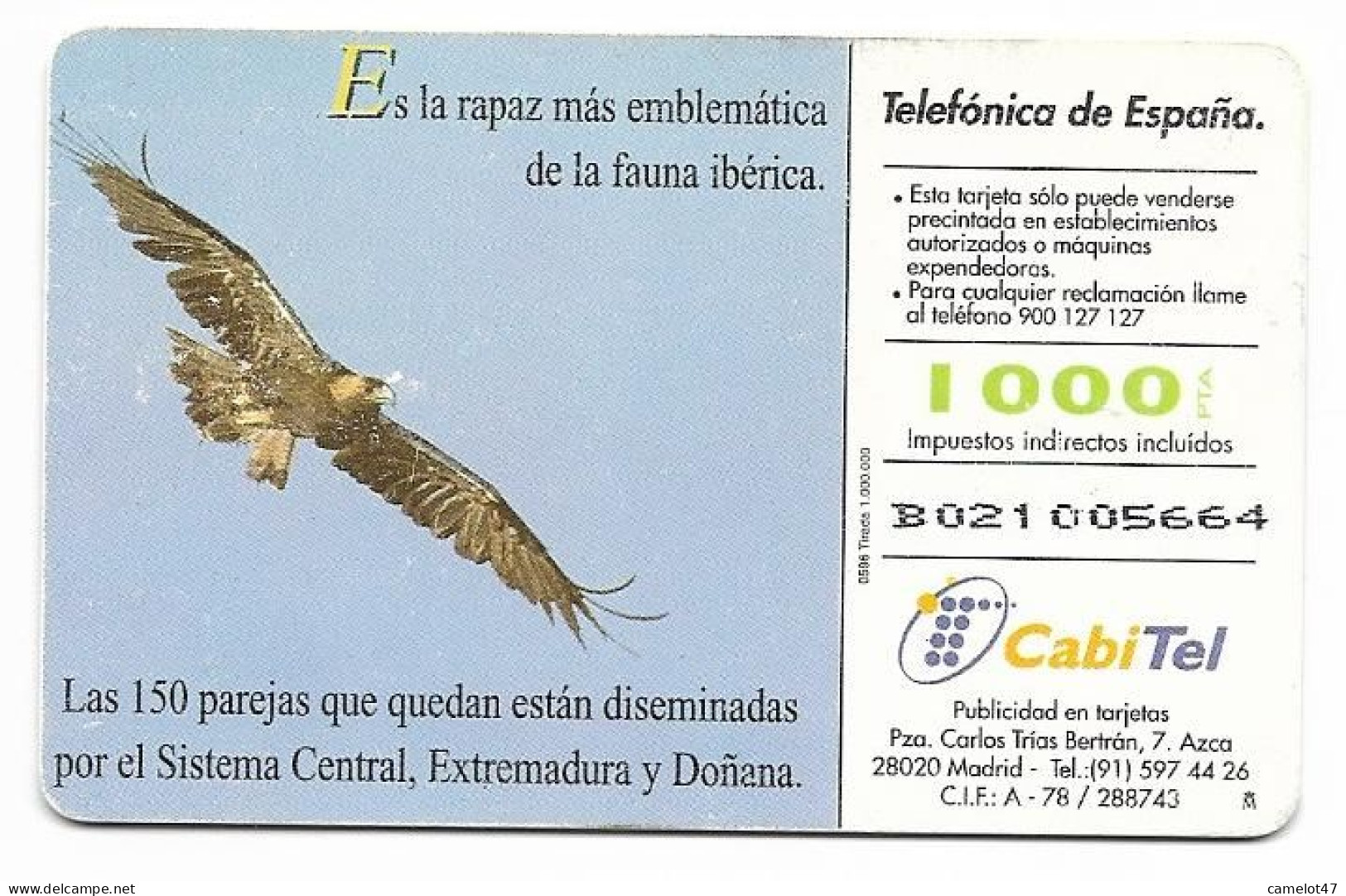 Spain Fauna Ibérica, ÁGUILA IMPERIAL, Used Chip Phone Card # B-050  Shows Some Wear - Eagles & Birds Of Prey