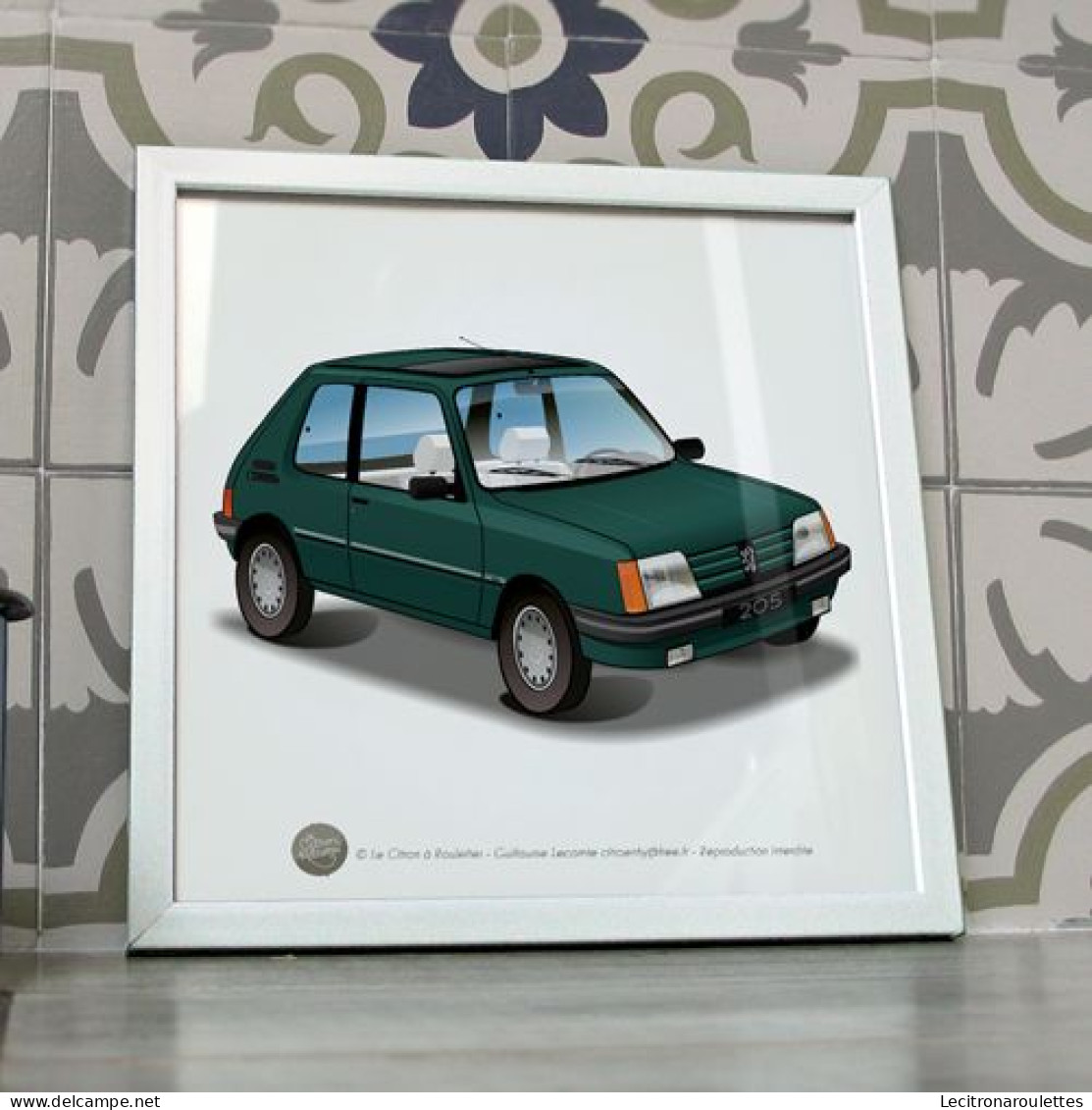 Poster Peugeot 205 Roland Garros Verte - Voitures