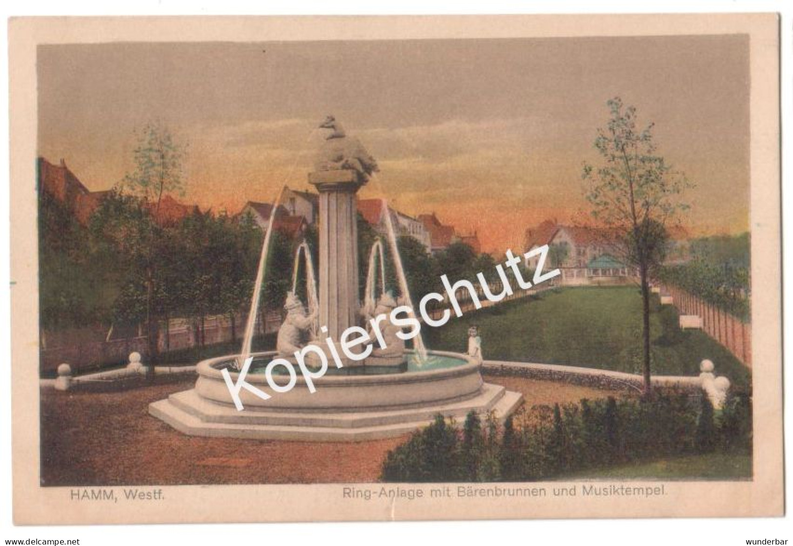 Hamm, Westf.  1917 - Ring-Anlage Mit Bärenbrunnen Und Musiktempel (x1009) - Hamm