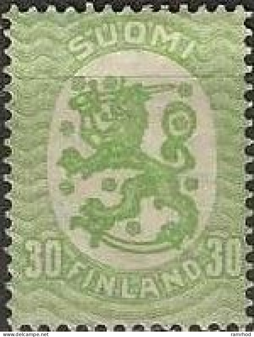FINLAND 1917 Lion - 30p. - Green MH - Unused Stamps