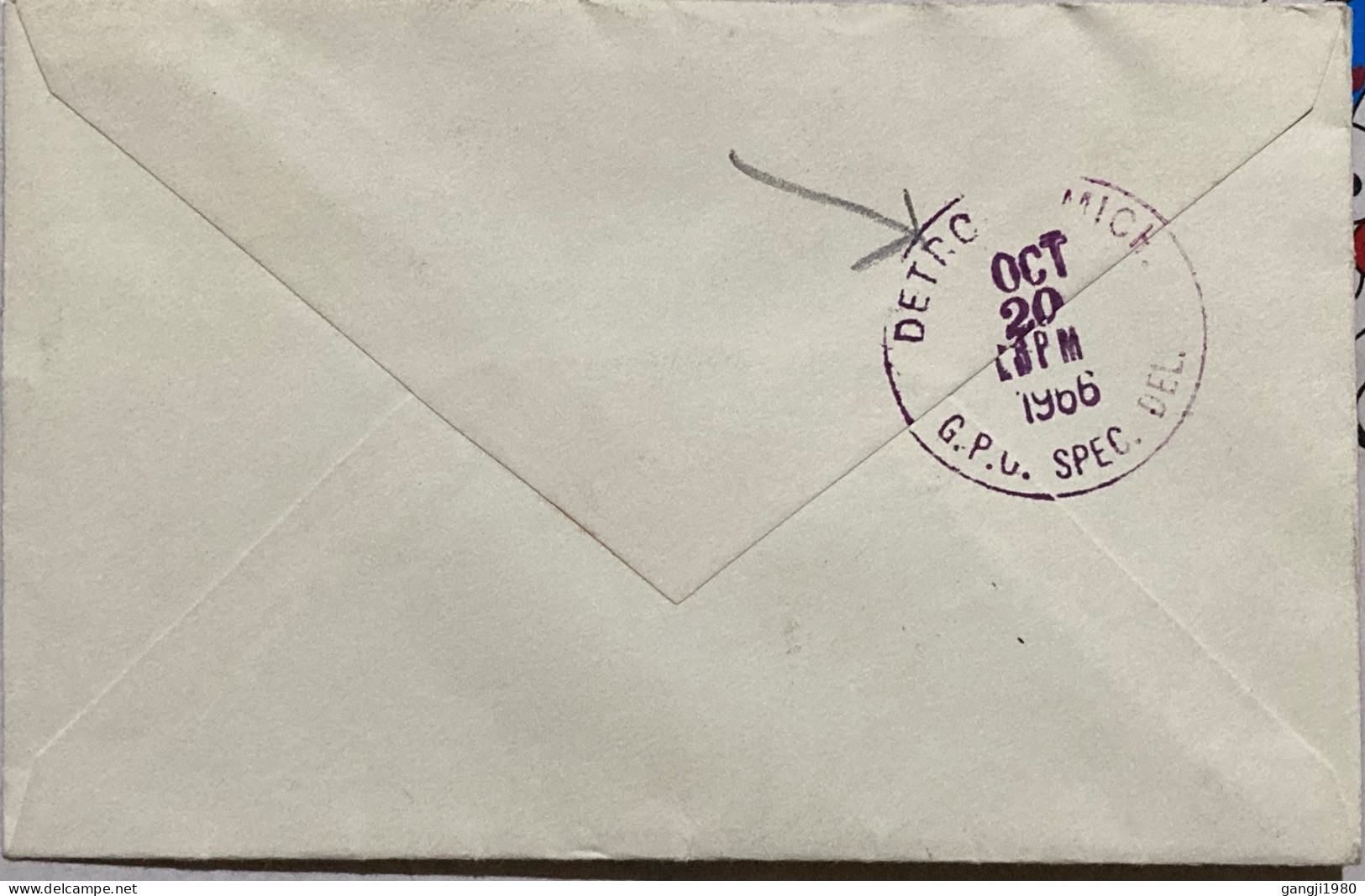 CANADA-1966, COVER USED TO USA, ETIQUETTE SPECIAL DELIVERY EXPRES, SD-8 23-10-61, YELLOW ON RED, WINNIPEG & DETROIT CITY - Lettres & Documents