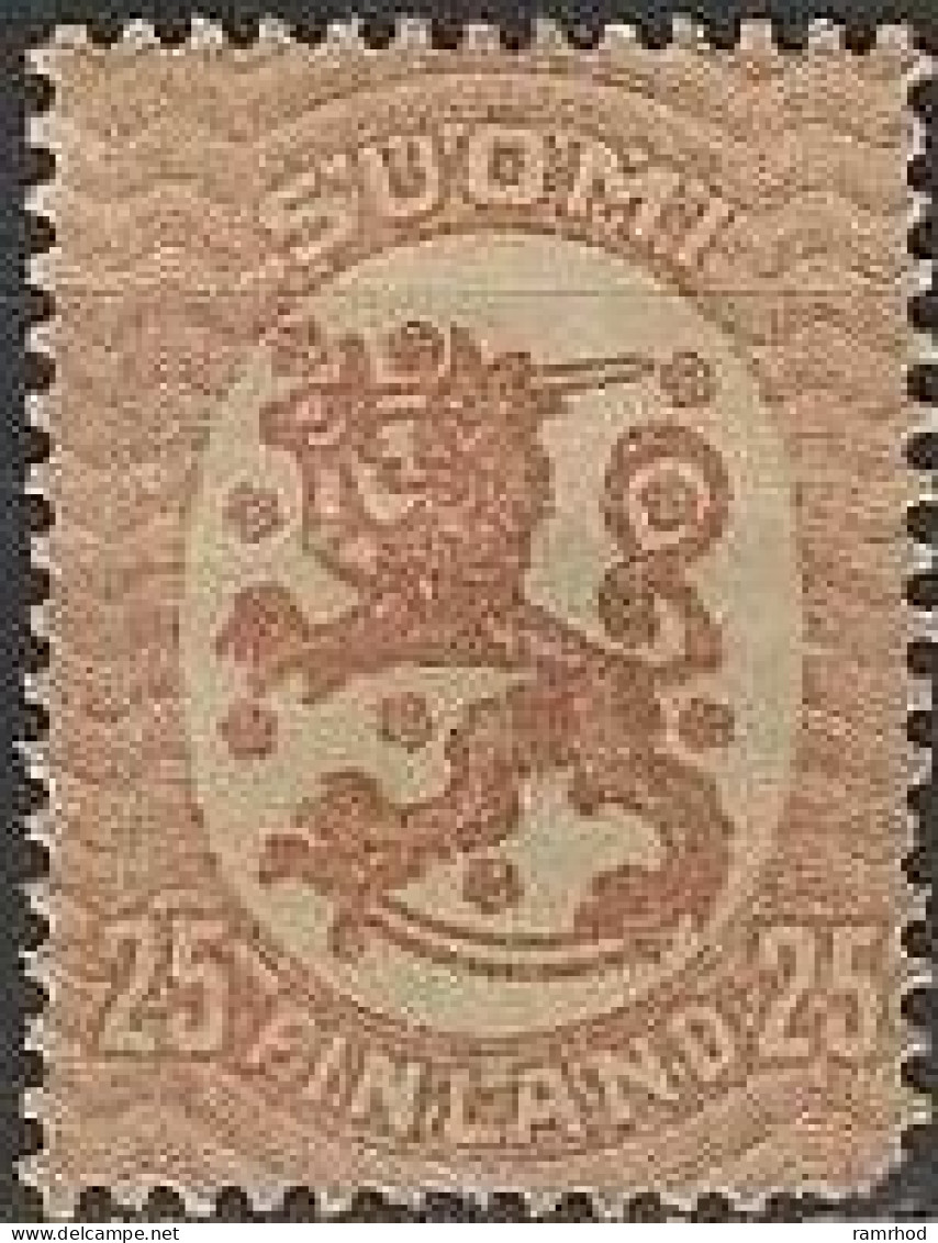 FINLAND 1917 Lion - 25p. - Brown MH - Unused Stamps