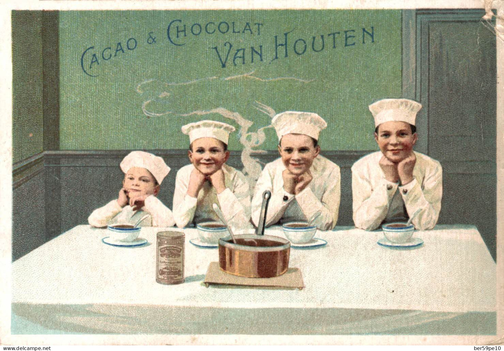 CHROMO CACAO & CHOCOLAT VAN HOUTEN 4 PETITS MARMITONS - Van Houten