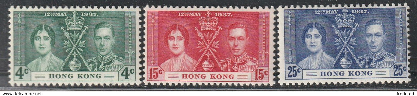 HONG KONG - N°137/9 * (1937) Couronnement De George VI - Neufs