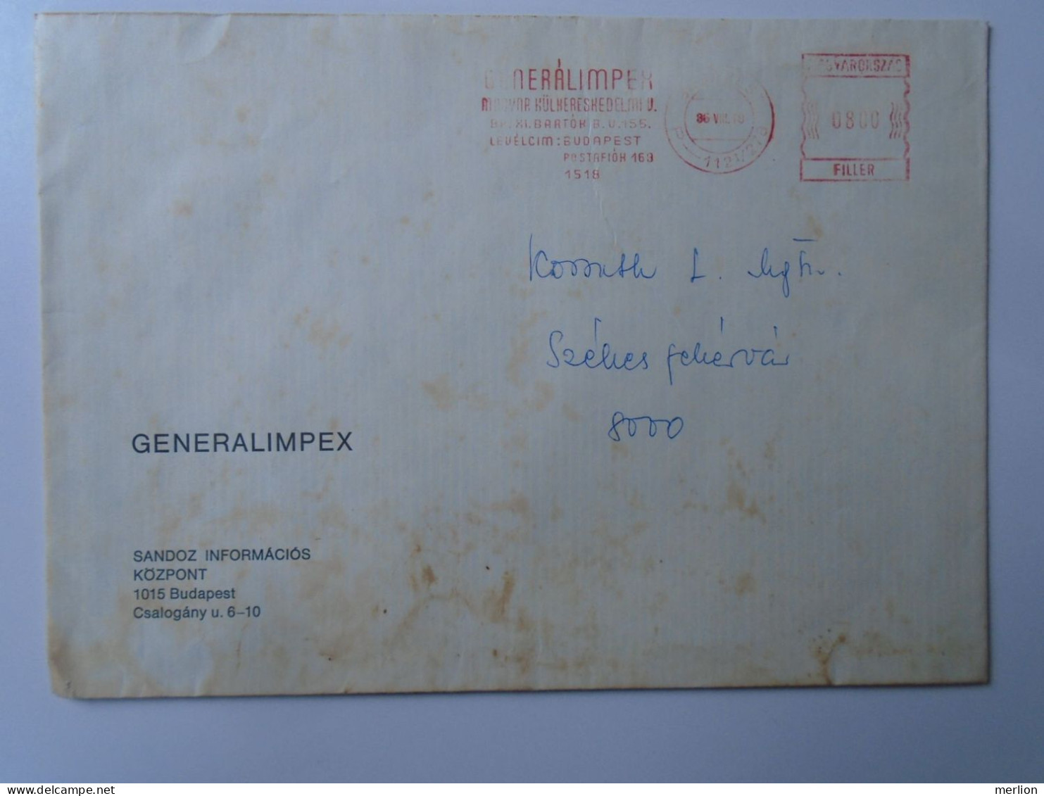 ZA447.8   Hungary ATM / EMA - Freistempel - Red Meter  1986  Large Cover - Generalimpex Budapest Sandoz - Timbres De Distributeurs [ATM]