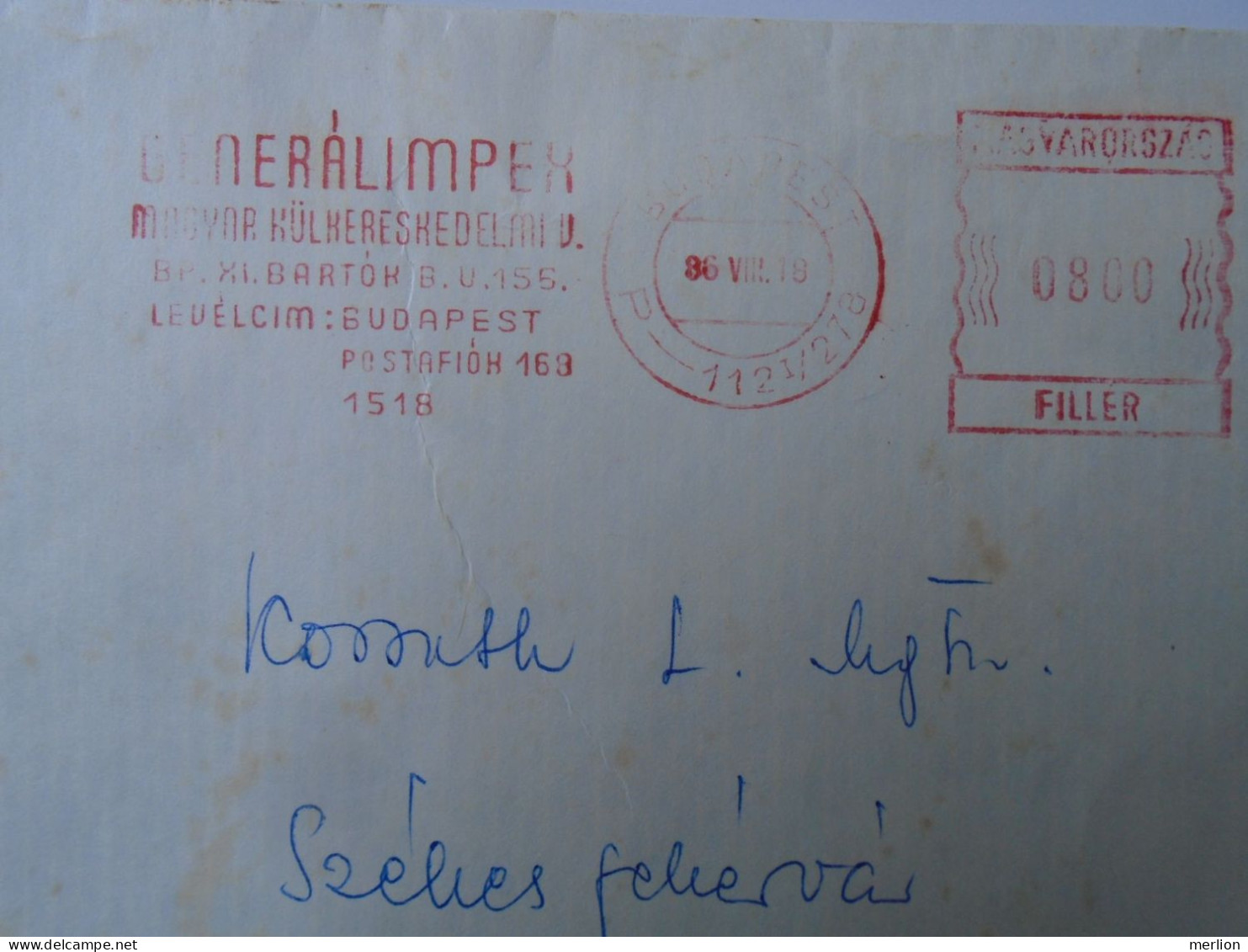 ZA447.8   Hungary ATM / EMA - Freistempel - Red Meter  1986  Large Cover - Generalimpex Budapest Sandoz - Viñetas De Franqueo [ATM]