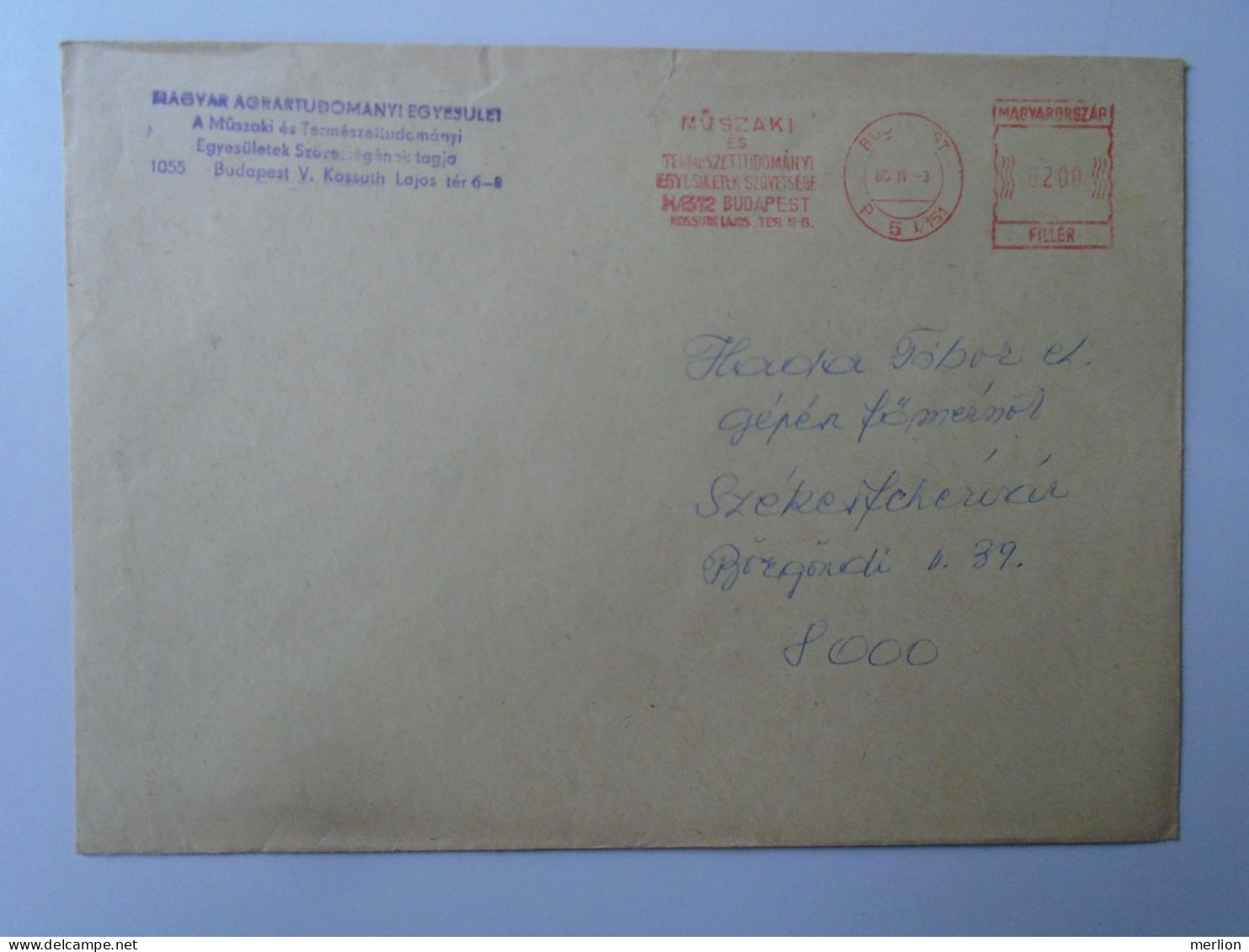 ZA447.9   Hungary ATM / EMA - Freistempel - Red Meter  1980 Large Cover - Magyar Agártudományi Egyesület - Automatenmarken [ATM]