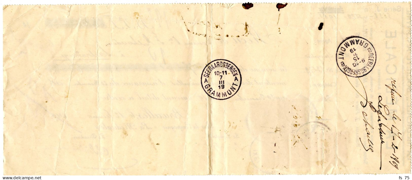 BELGIQUE - COB 138X3 SC BILINGUE 2 IXELLES 2 + CACHET CAOUTCHOUC BILINGUE IXELLES SUR RECU REFUSE, 1919 - Cartas & Documentos