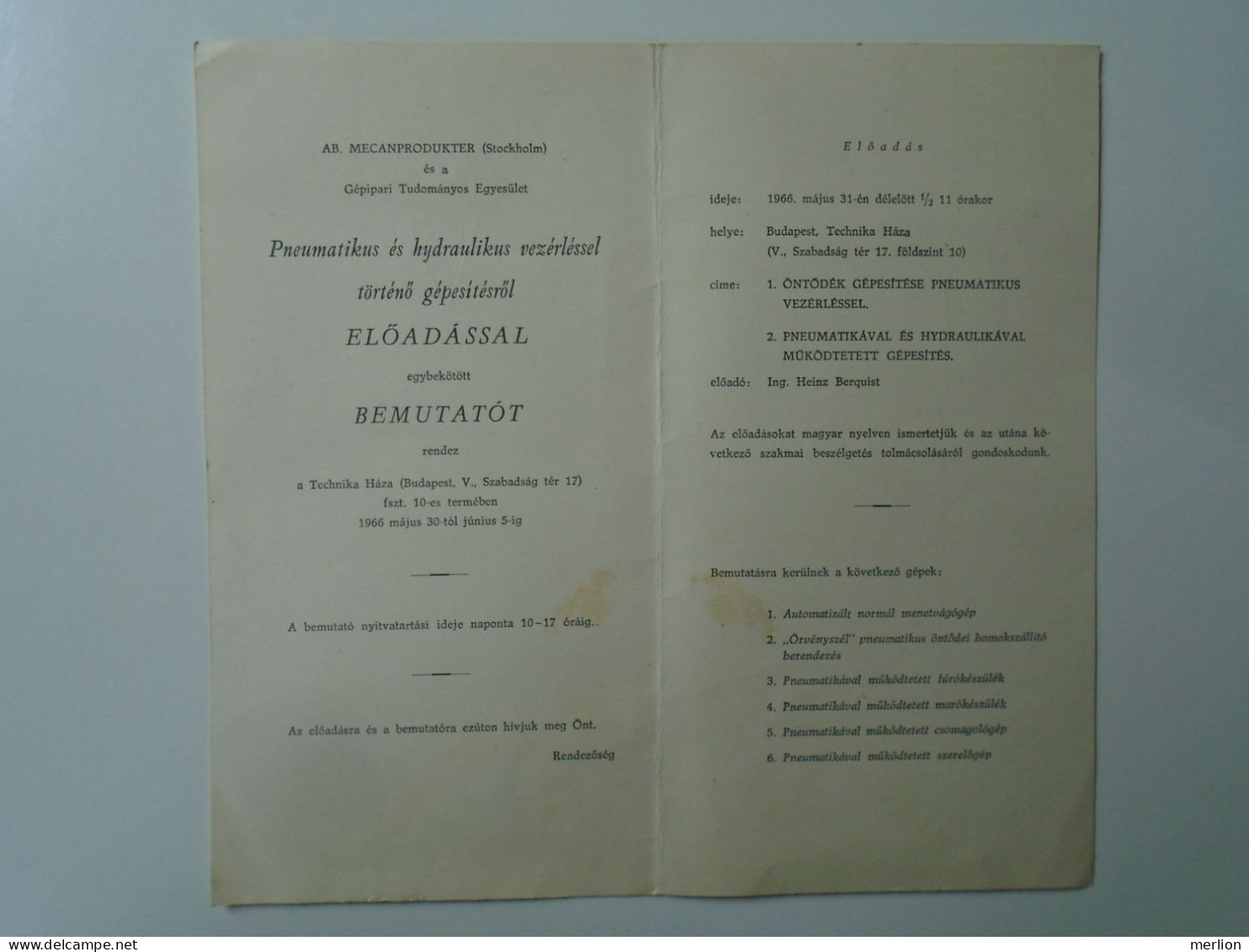 ZA447.14 Hungary ATM / EMA - Freistempel - Red Meter  1966  Invitation  AB Mecanproducter Stockholm  -Budapest - Automatenmarken [ATM]