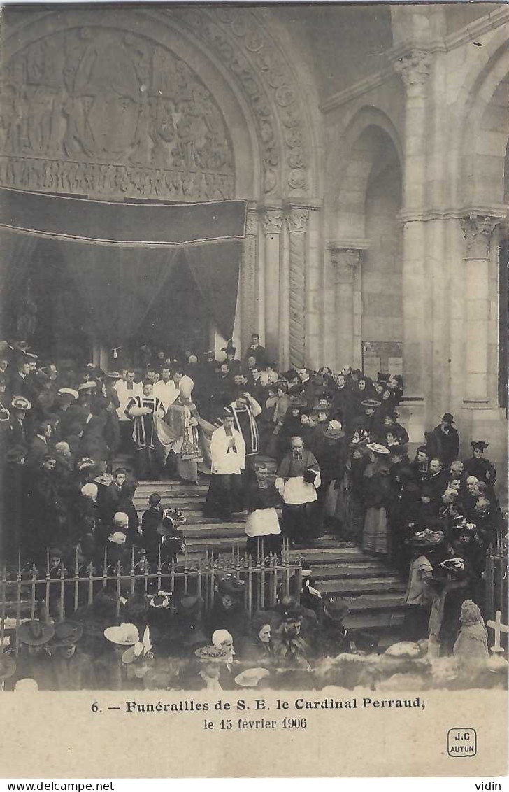 Funérailles Du 15 & 16 Février 1906 AUTUN PARAY LE MONIAL Cardinal Perraud Lot De 4 CPA - Beerdigungen