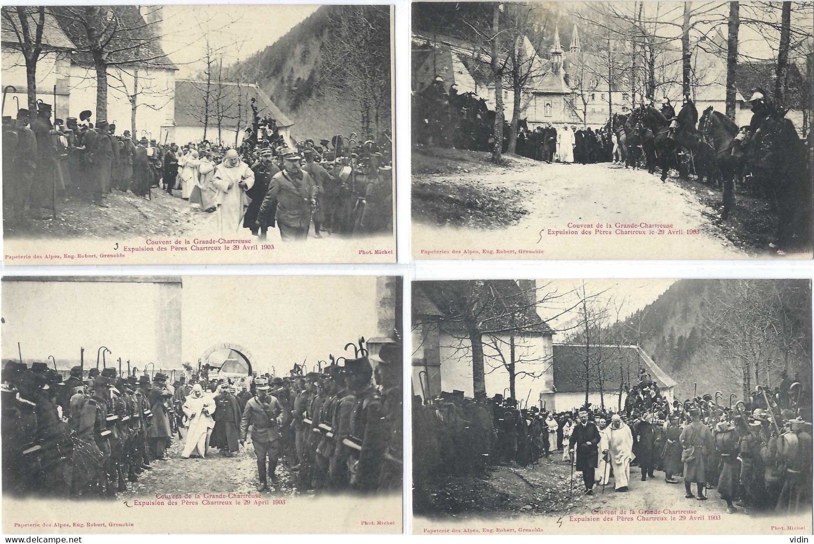 EXPULSION Du Couvent Grande Chartreuse Du 29 Avril 1903 Série De 5 CPA - Funerali