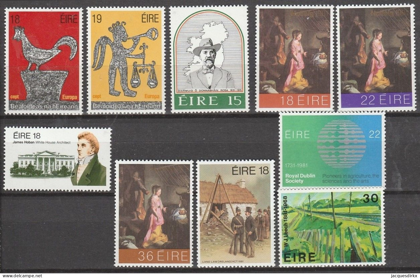 Ireland       .   Y&T     .   10 Stamps    .    **      .   MNH - Unused Stamps