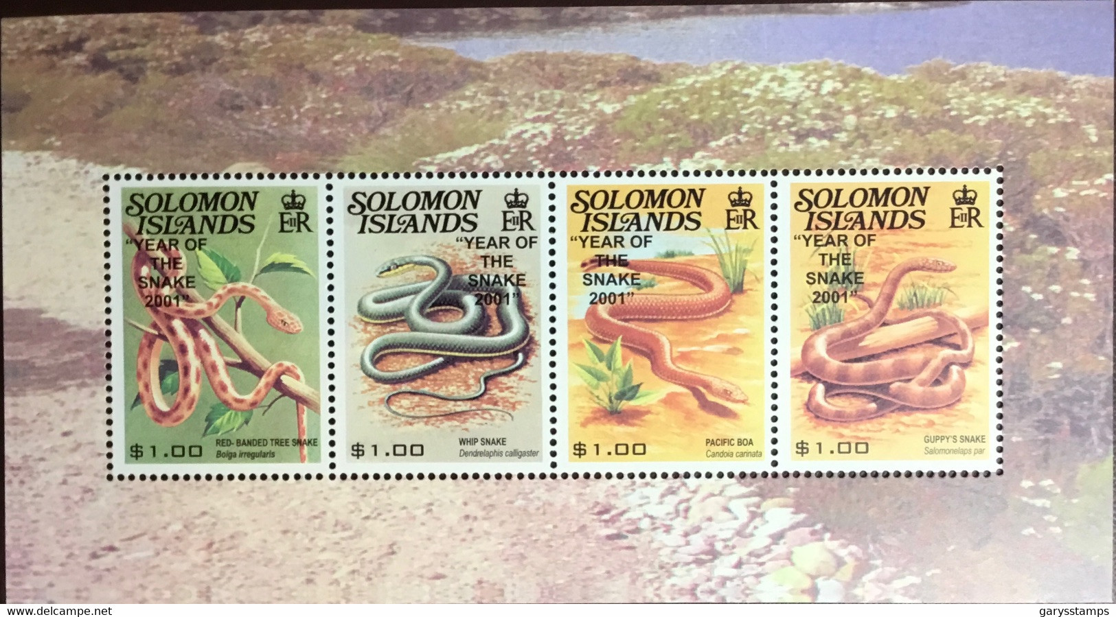 Solomon Islands 2001 Year Of The Snake Snakes Reptiles Minisheet MNH - Serpents