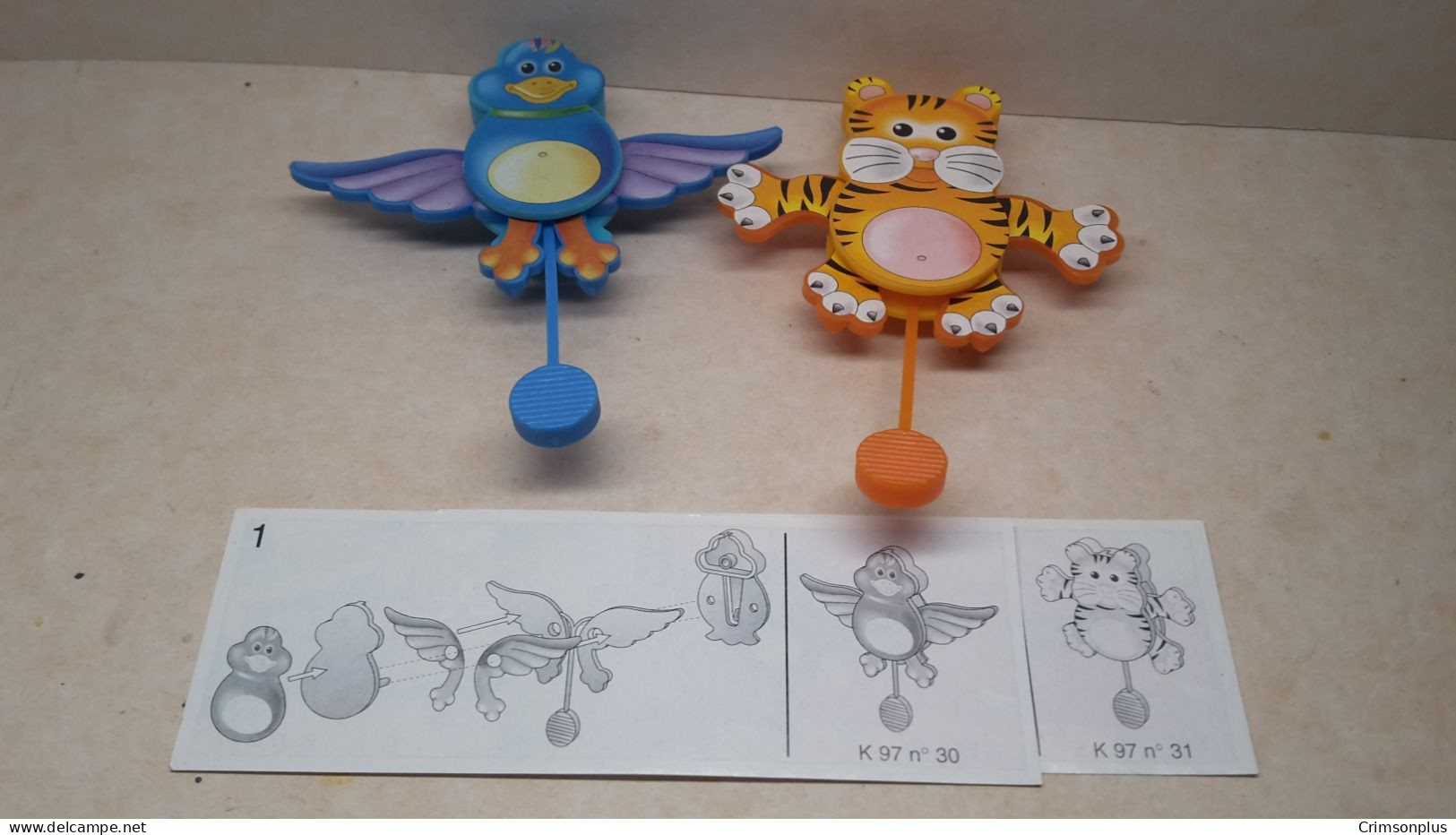 1997 Ferrero - Kinder Surprise - K97 30 & 31 - Bird & Tiger - Complete Set + 2 BPZ's - Monoblocs