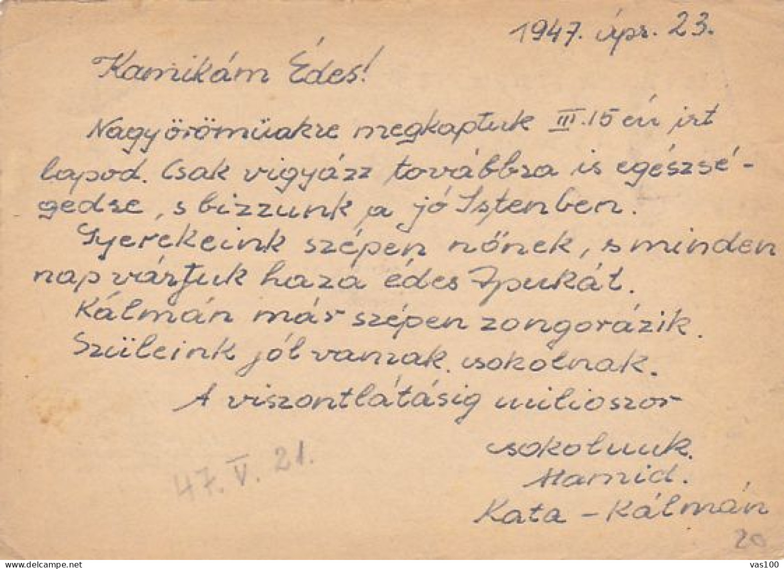 WORKER STAMP ON PRISONER OF WAR POSTCARD, 1947, HUNGARY - Brieven En Documenten