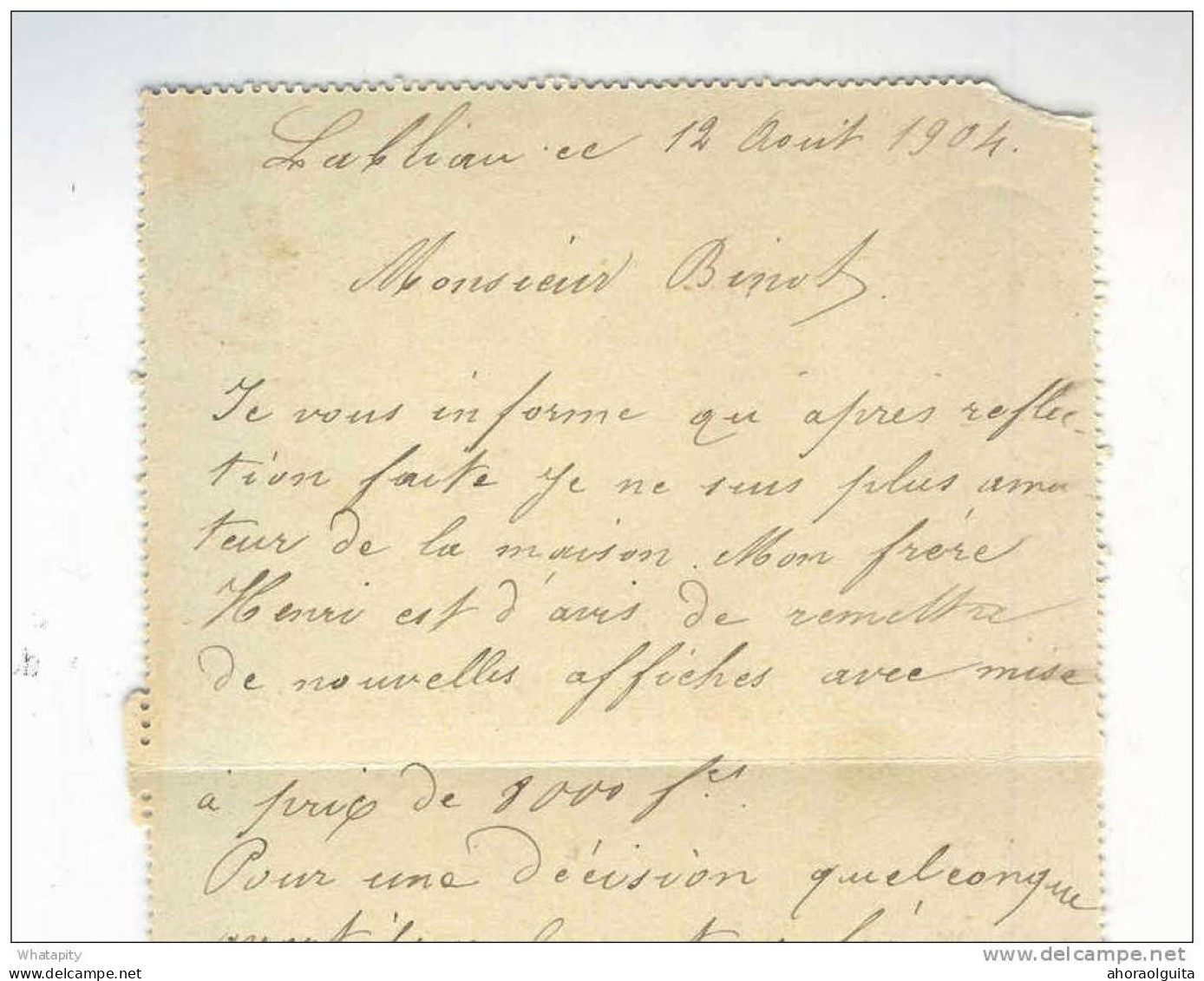 Carte-Lettre Fine Barbe ENGHIEN 1904 Vers Notaire à SILLY - Origine Manuscrite LABLIAU  --  B3/951 - Letter-Cards