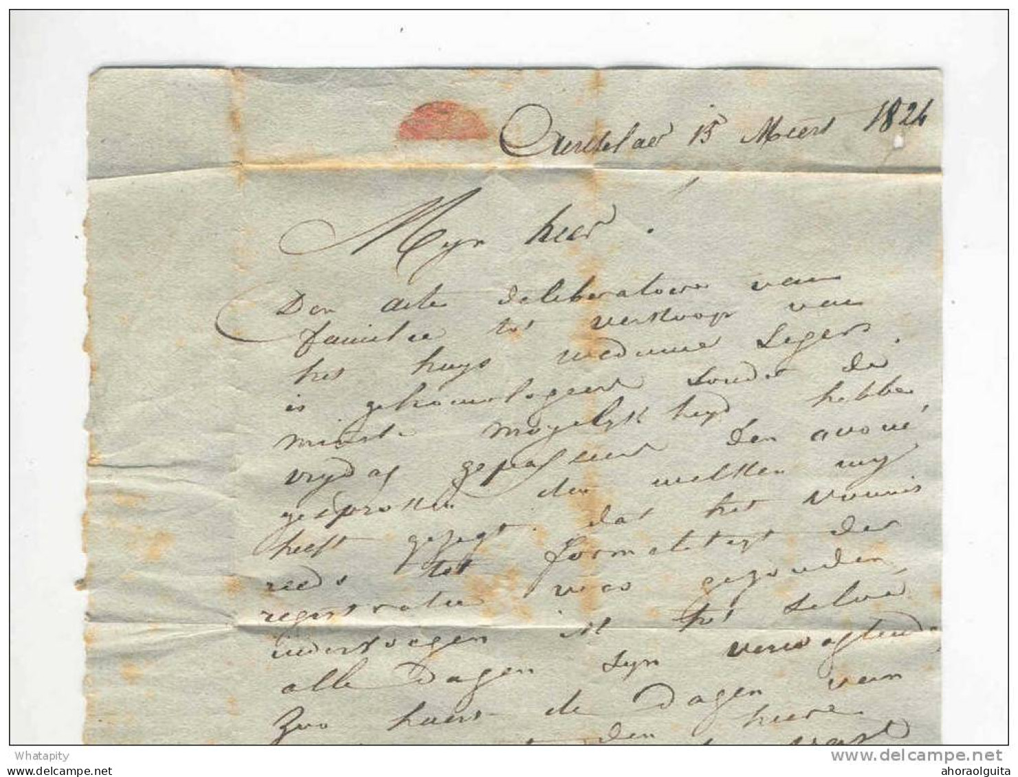 Lettre Précurseur AERTSELAER 1824 Vers Notaire Van Osselaer à  ST NICOLAS - Port Encre I I  --  B6/038 - 1815-1830 (Hollandse Tijd)