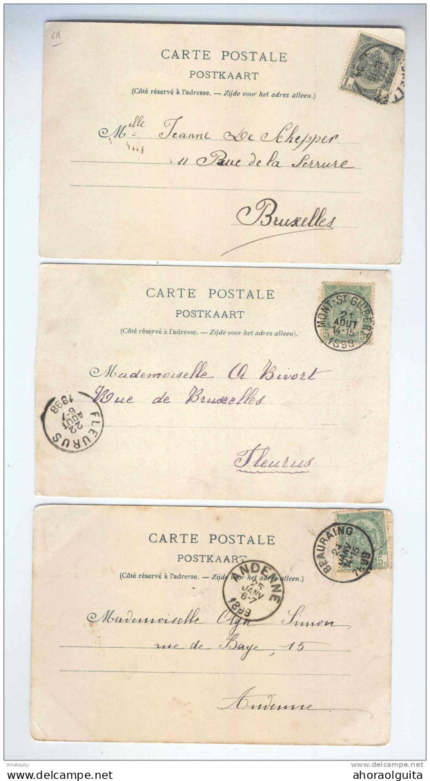 EXPOSITION BRUXELLES 1897 - 3 X  Carte-Vue Litho KERMESSE Circulées ( 1 X MONT ST GUIBERT)  --  OO/725 - Autres & Non Classés