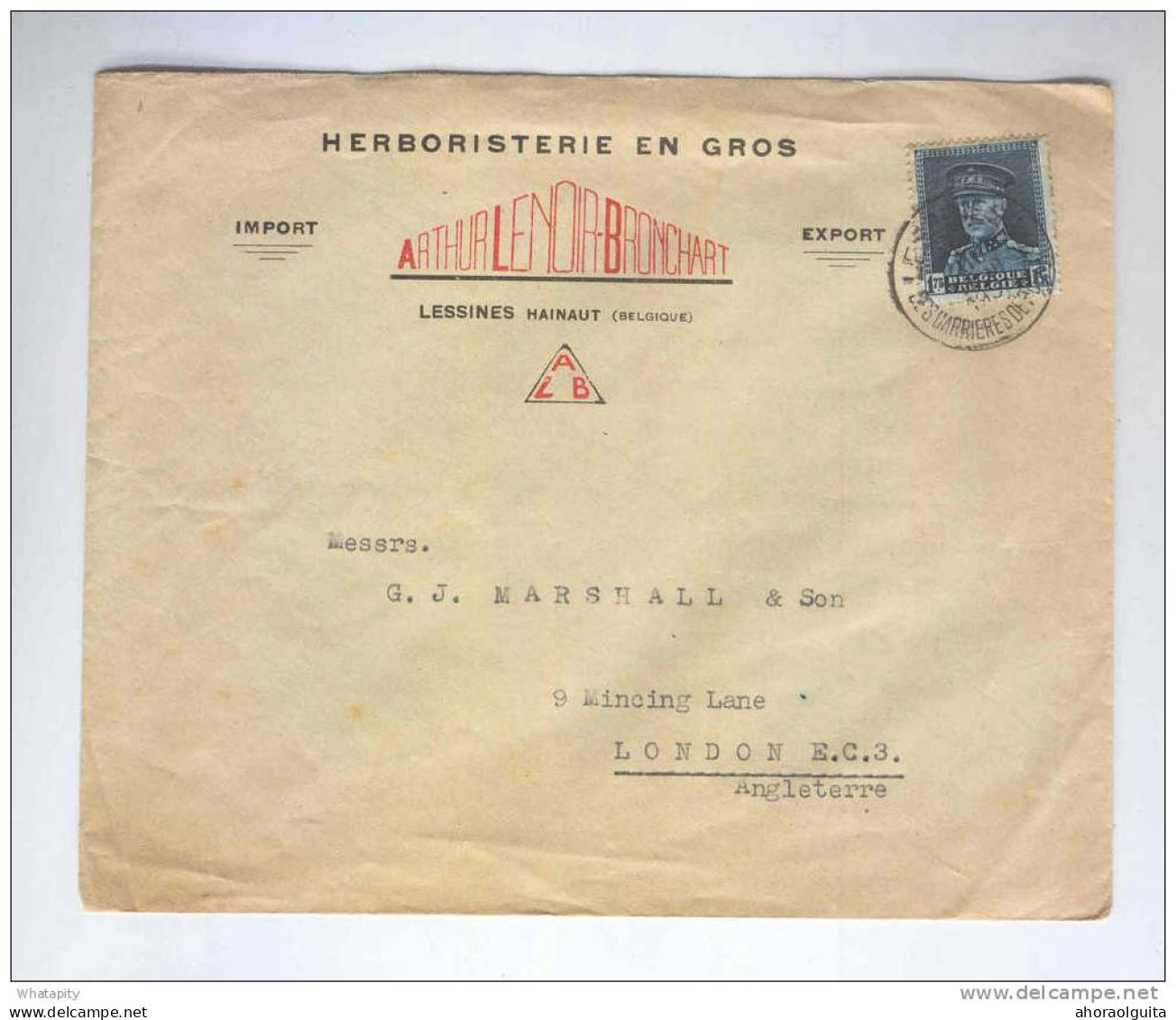 Lettre Képi Cachet Touristique LESSINES 1932 Vers Londres - Entete Herboristerie Arthur Lenoir --  B5/431 - 1931-1934 Képi