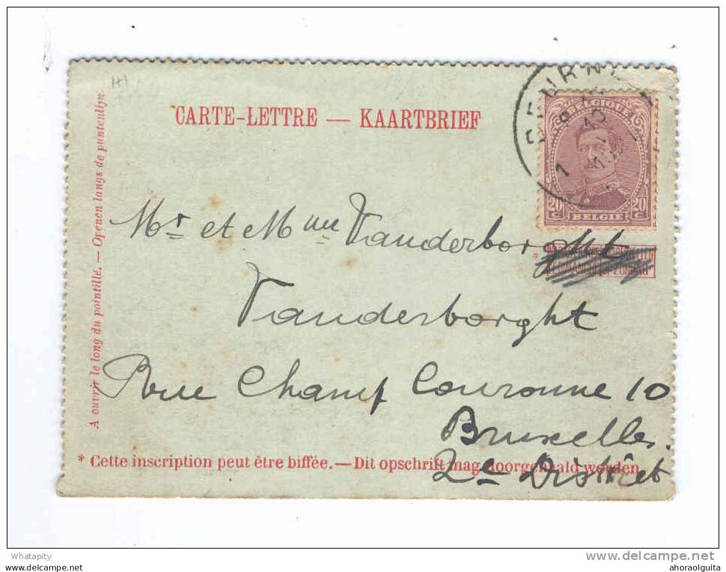 Carte-Lettre Pellens HORS COURS - Surcollée TP Albert 15 DEURNE 1921 Vers BXL - Origine WYNEGHEM  --  14/795 - Postbladen