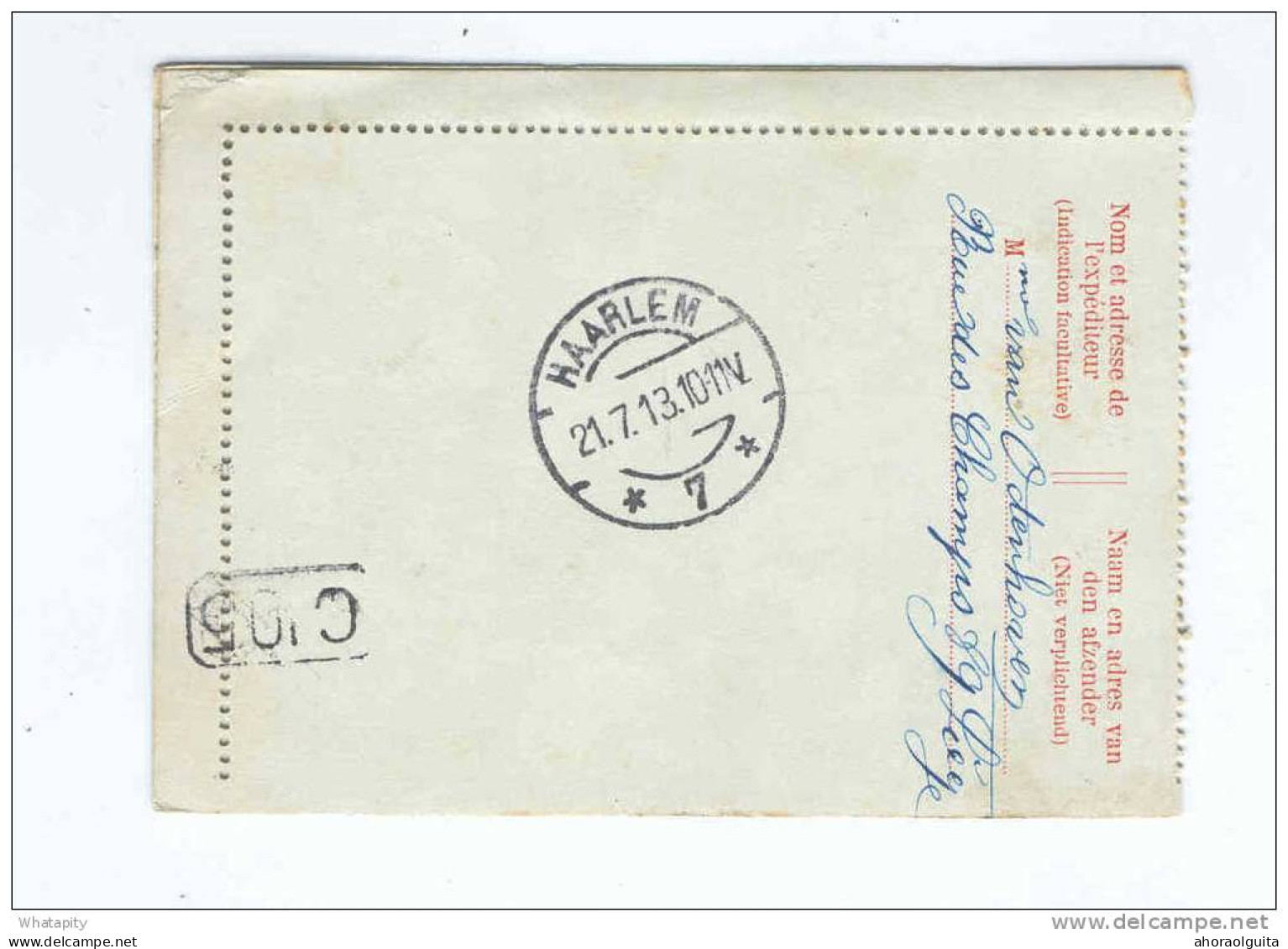 Carte-Lettre Pellens + TP 10 C Dito LIEGE 1913 Vers HAARLEM - TARIF PREFERENTIEL NL à 20 C  --  14/793 - Postbladen