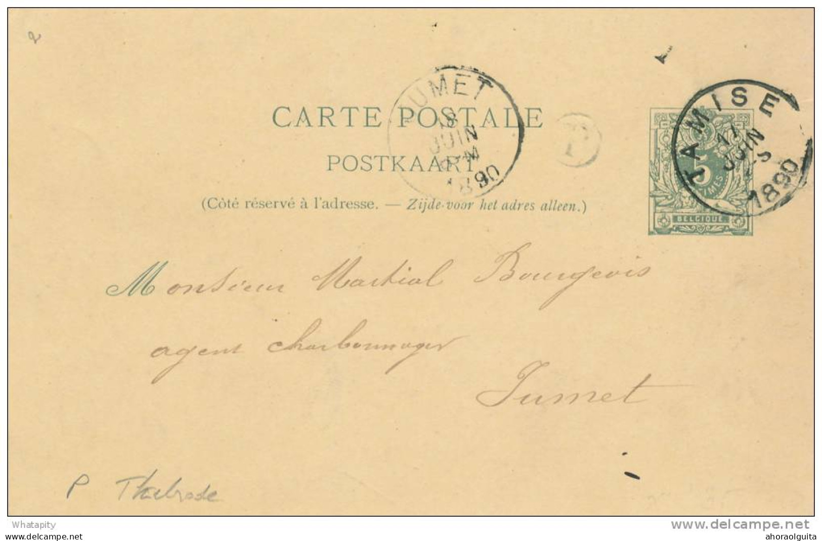 Entier Postal Lion Couché TAMISE 1890 -  Boite Rurale P -  Origine THIELRODE  -  B9/407 - Landelijks Post