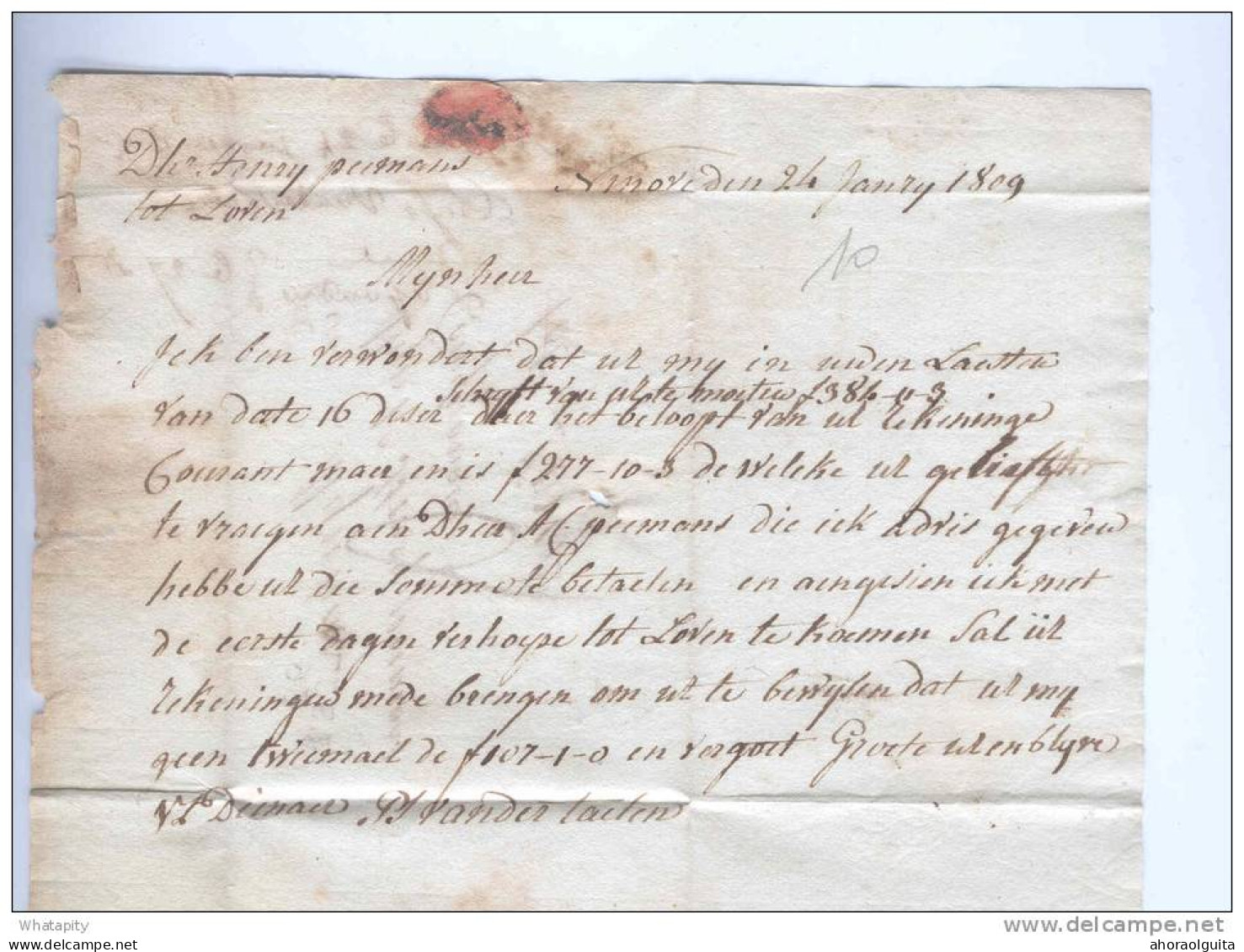 Lettre Précurseur NINOVE 1809 Via 92 ALOST Vers LOVEN ( Louvain) - Signé Vandertaelen  -- B8/881 - 1794-1814 (French Period)