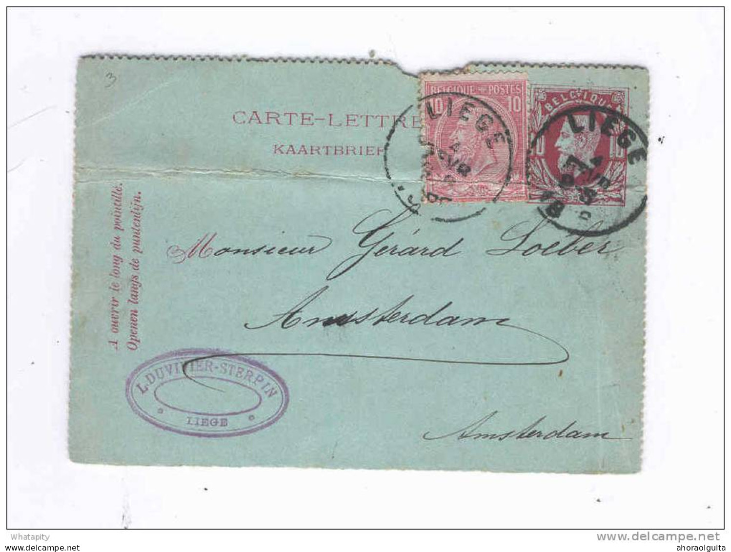 Carte-Lettre Type TP 30 + TP 46 Simple Cercle LIEGE 1886 Vers AMSTERDAM NL - TARIF PREFERENTIEL  --  B7/265 - Cartes-lettres