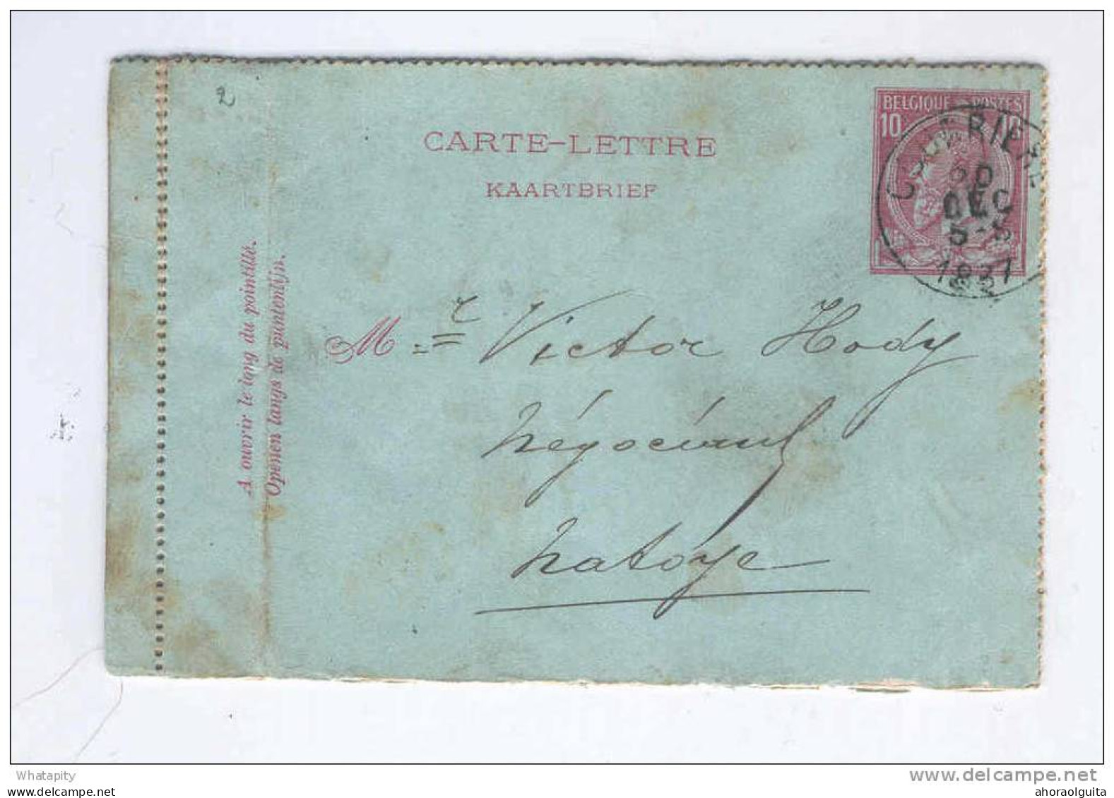 Carte-Lettre Type TP 46 Simple Cercle COURRIERE 1887 Vers NATOYE  --  B7/267 - Letter-Cards