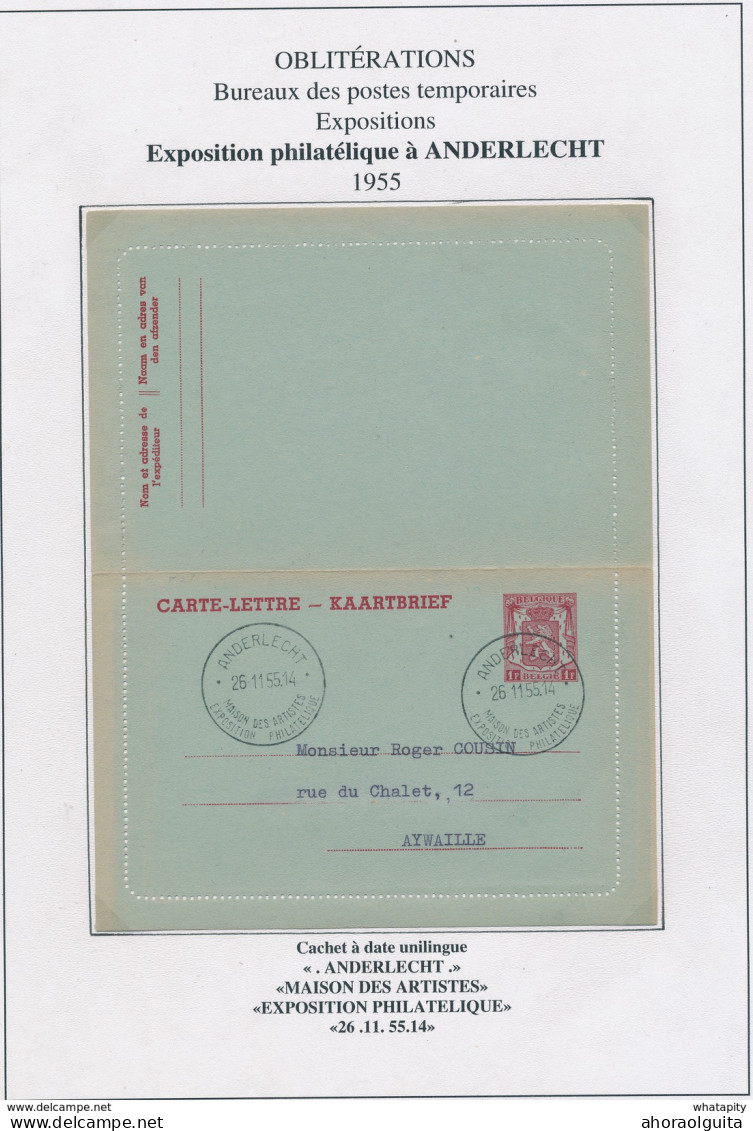 YY104 --  Carte-Lettre Exposition Philatélique 1955 Maison Des Artistes à ANDERLECHT - Postbladen