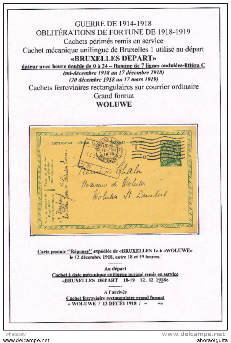 Entier Postal Petit Albert Bruxelles 1918 Vers WOLUWE - Cachet De FORTUNE Gare De Woluwe  --  XX575 - Fortune Cancels (1919)