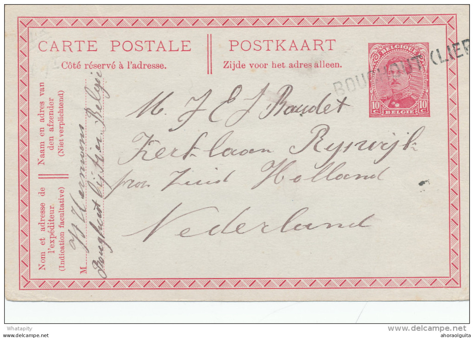 Entier Postal Petit Albert Griffe De FORTUNE BOUCHOUT LIER  1919 - XX479 - Fortune Cancels (1919)