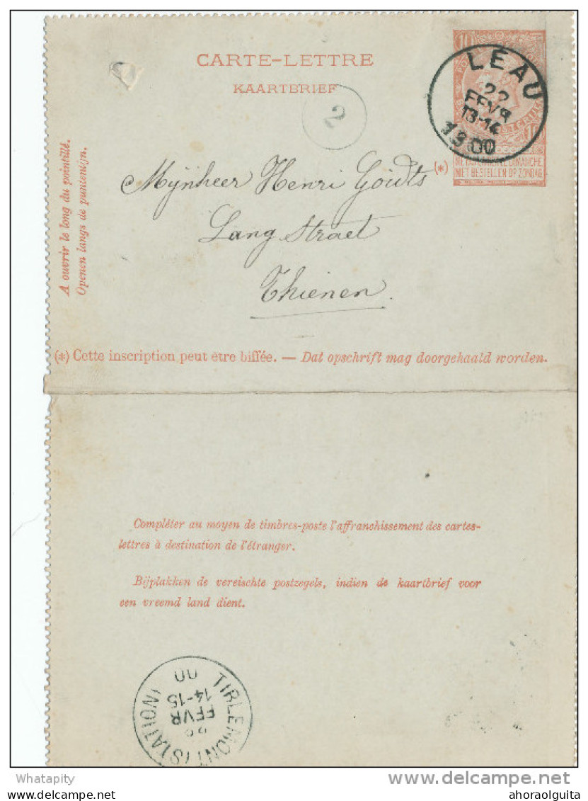 Carte-Lettre Fine Barbe - LEAU 1900 à THIENEN- Origine Manuscrite ORSMAEL GUSSENHOVEN - Signé Van Welkenhuyze ---  XX248 - Cartes-lettres