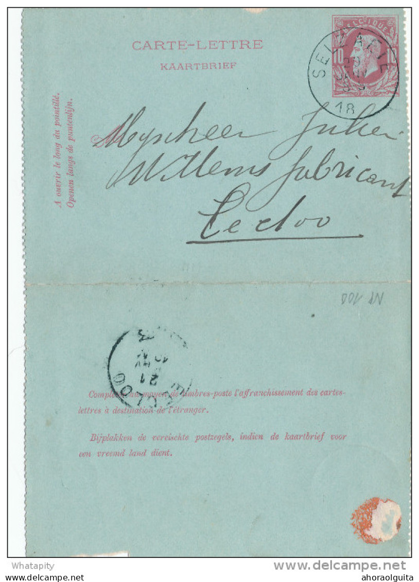 Carte-Lettre Type TP 30 - SELZAETE 1883 Vers EECLOO - Signé We Vossaen  ---  XX238 - Cartes-lettres