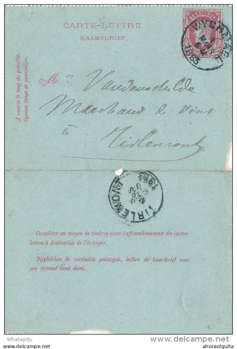 Carte-Lettre Type TP 30 - WYCHMAEL 1883 Vers TIRLEMONT - Signé Vrancken , Juge De Paix à PEER  ---  XX243 - Cartes-lettres