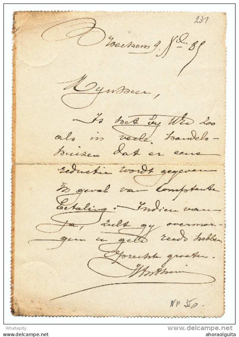 Carte-Lettre Type TP 30 - BROECHEM 1885 Vers HERENTHALS  - Signé Anthoni ( Notaire De Broechem)  ---  XX231 - Postbladen