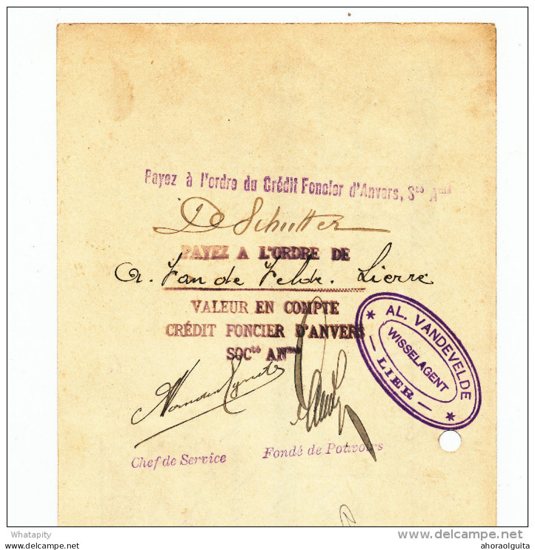 Papier Fiscal - Mandat émis à BERLAER (LIER ) 1920 - Meubles Ebenisterie Française De Schutter --  XX550 - Documents