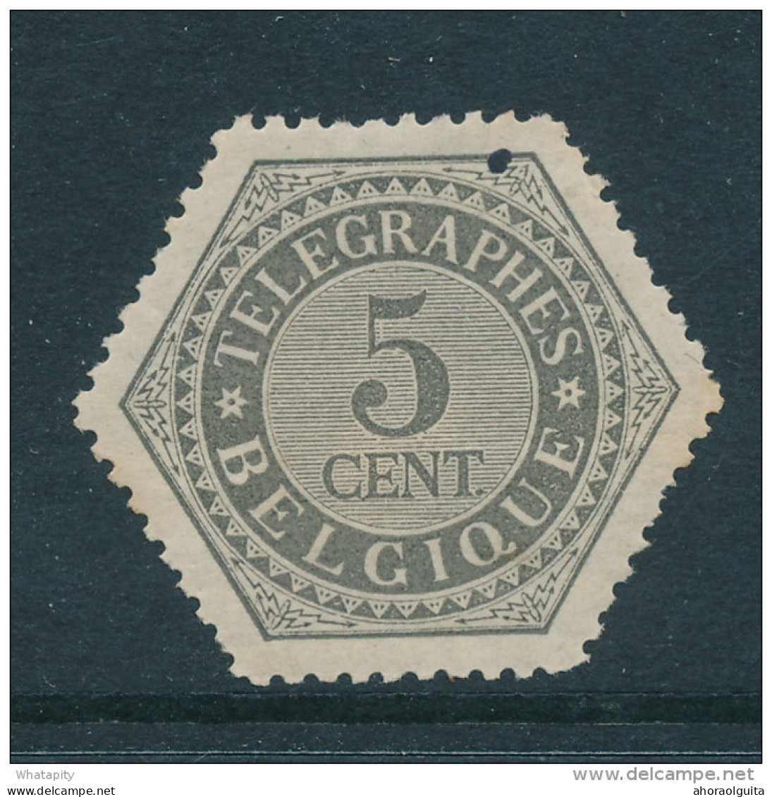 Timbre Télégraphe No 8 - 5 Centimes Gris - Neuf Charnière COB 92 EUR - XX030 - Sellos Telégrafos [TG]